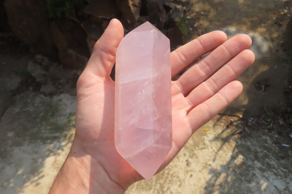 Polished Double Terminated Rose Quartz Points x 6 From Ambatondrazaka, Madagascar - Toprock Gemstones and Minerals 