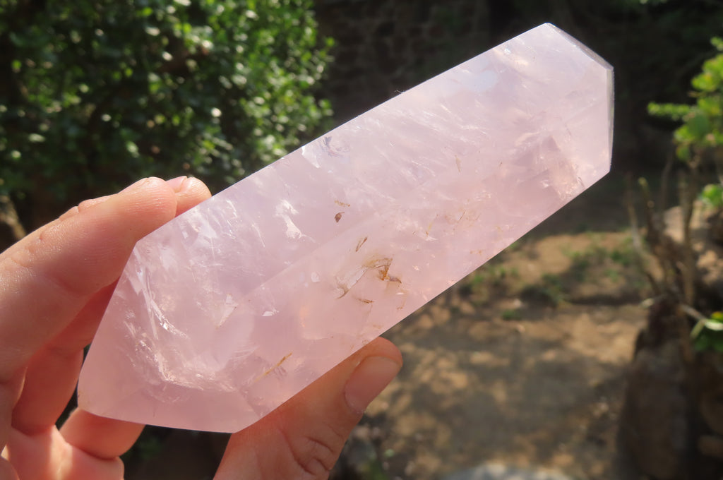 Polished Double Terminated Rose Quartz Points x 6 From Ambatondrazaka, Madagascar - Toprock Gemstones and Minerals 