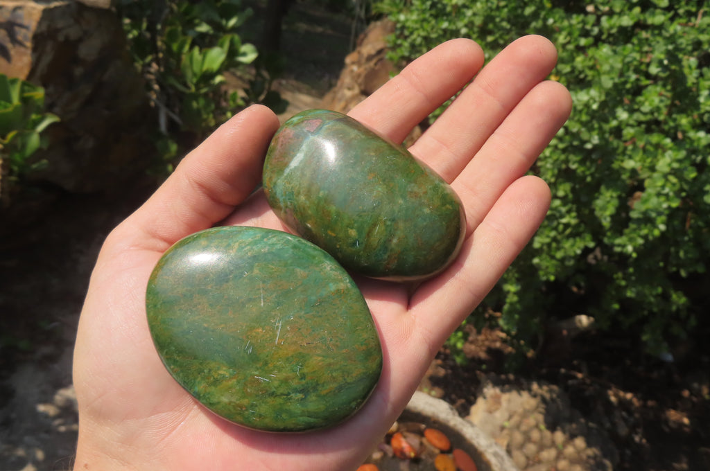 Polished Green Verdite Palm Stones x 12 From Zimbabwe - Toprock Gemstones and Minerals 