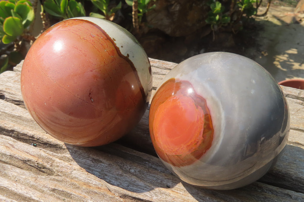 Polished Polychrome Jasper Spheres x 2 From Mahajanga, Madagascar - Toprock Gemstones and Minerals 