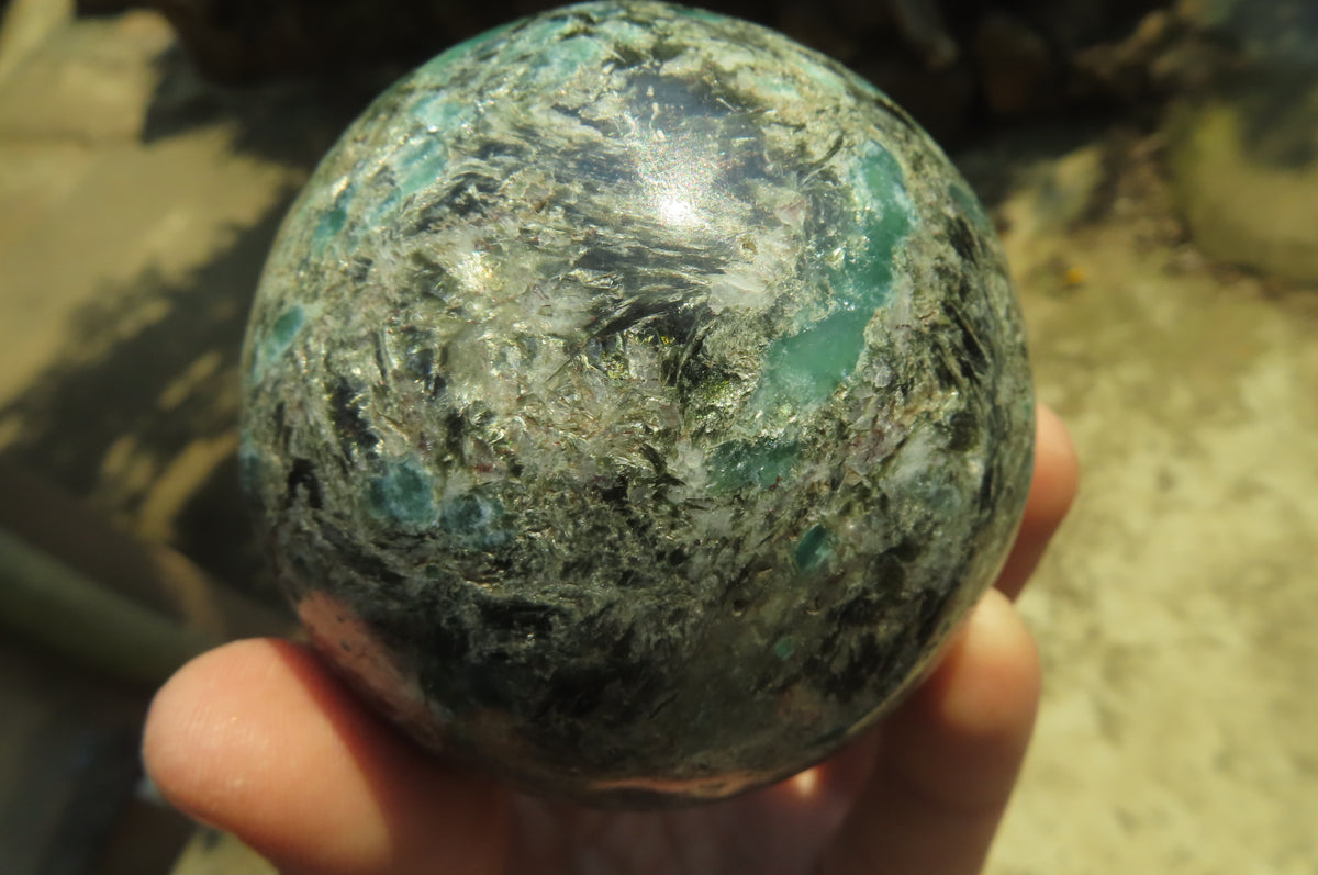Polished Rare Emerald Mica In Matrix Spheres x 2 From Mutoko, Zimbabwe - Toprock Gemstones and Minerals 