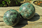 Polished Rare Emerald Mica In Matrix Spheres x 2 From Mutoko, Zimbabwe - Toprock Gemstones and Minerals 