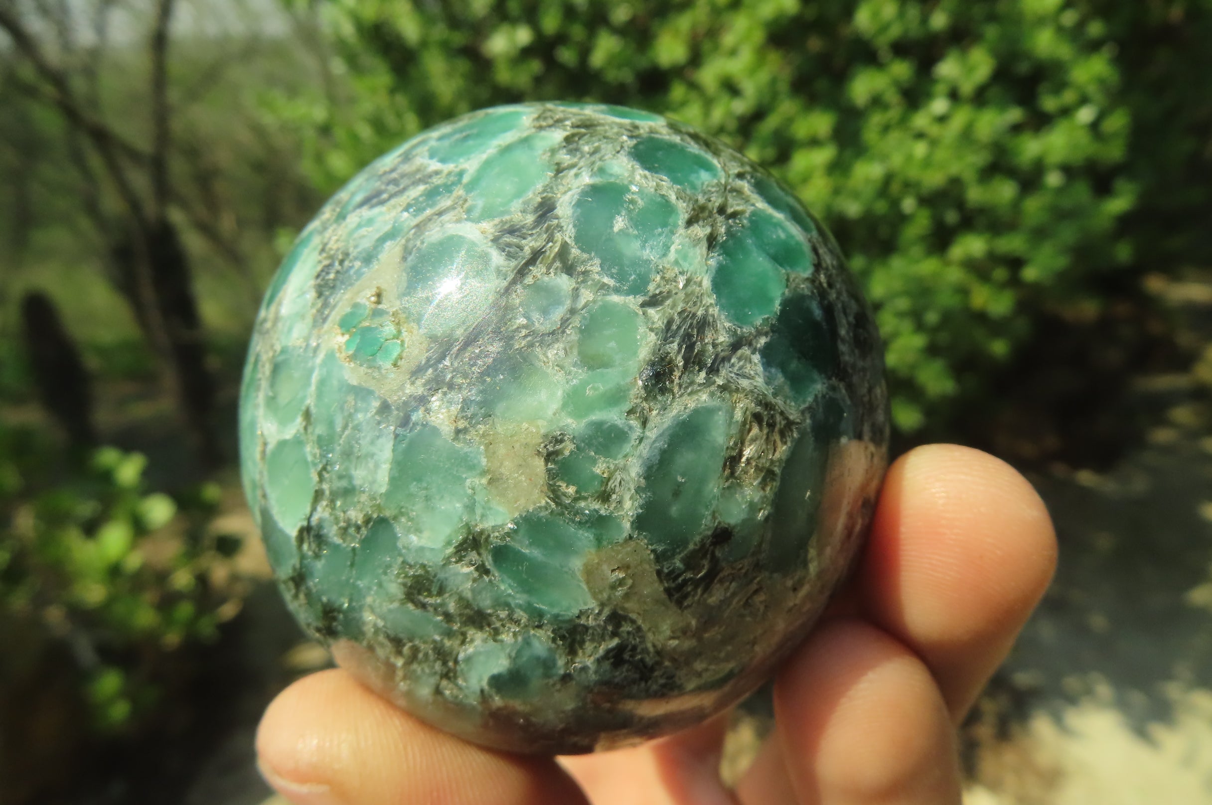 Polished Rare Emerald Mica In Matrix Spheres x 2 From Mutoko, Zimbabwe - Toprock Gemstones and Minerals 