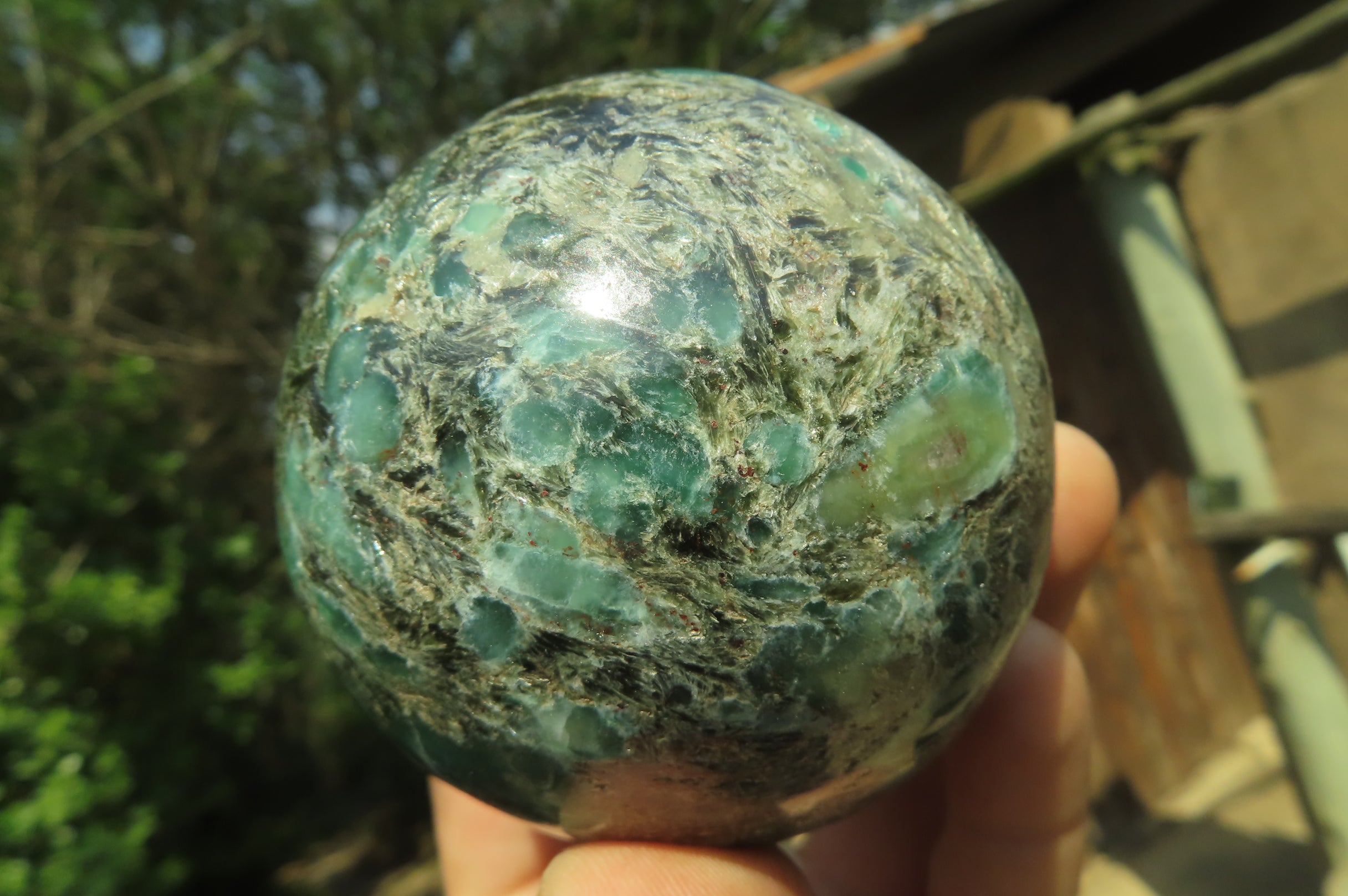 Polished Rare Emerald Mica In Matrix Spheres x 2 From Mutoko, Zimbabwe - Toprock Gemstones and Minerals 