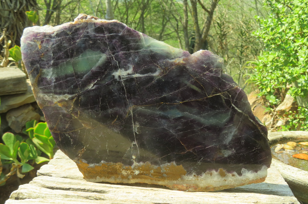 Polished Watermelon Fluorite Slice x 1 From Uis, Namibia - Toprock Gemstones and Minerals 