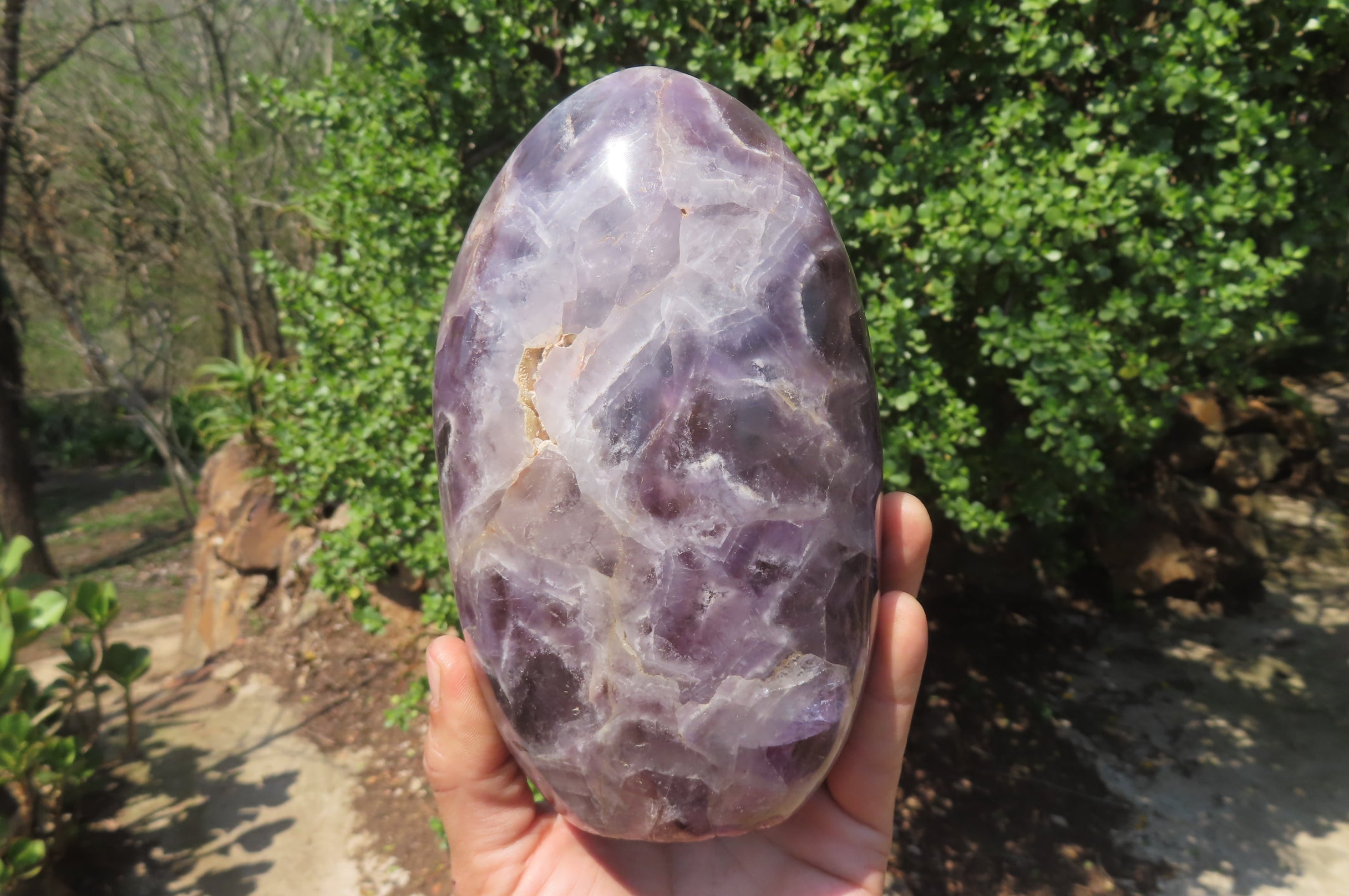 Polished Chevron Amethyst Standing Free Form x 1 from Madagascar - Toprock Gemstones and Minerals 