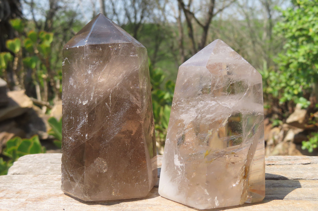 Polished Smokey Quartz Crystals x 6 From Madagascar - Toprock Gemstones and Minerals 