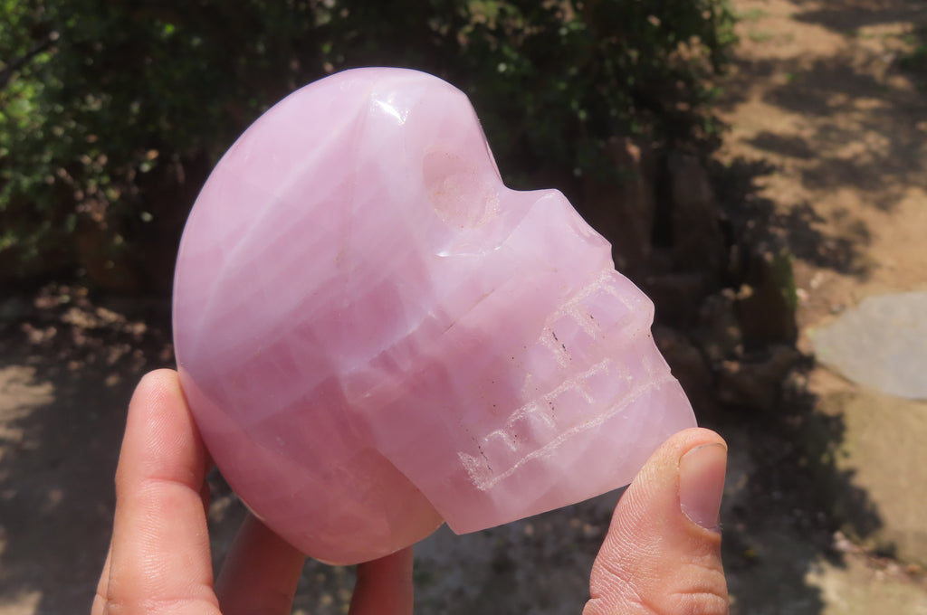 Hand Made Rose Quartz Skull Carvings x 2 From Madagascar - Toprock Gemstones and Minerals 