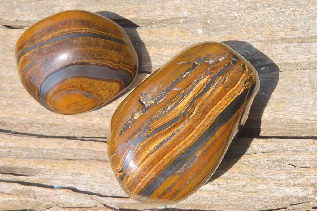 Polished Tigers Eye Free Forms x 3 From South Africa - Toprock Gemstones and Minerals 