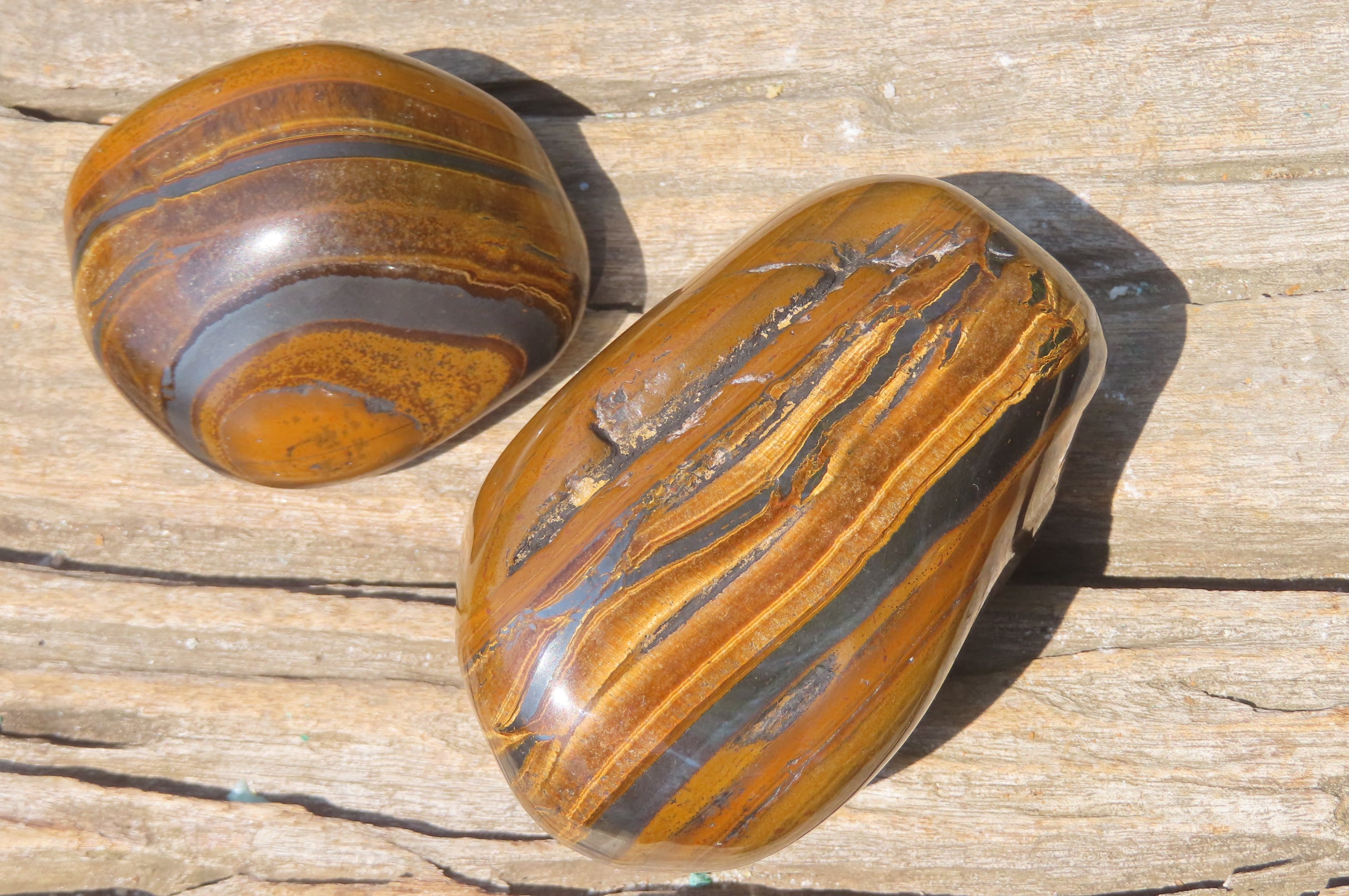 Polished Tigers Eye Free Forms x 3 From South Africa - Toprock Gemstones and Minerals 