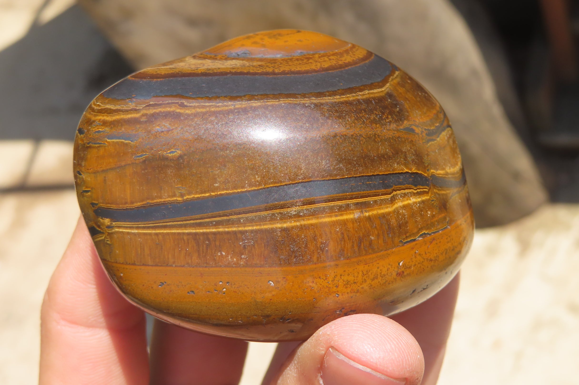 Polished Tigers Eye Free Forms x 3 From South Africa - Toprock Gemstones and Minerals 