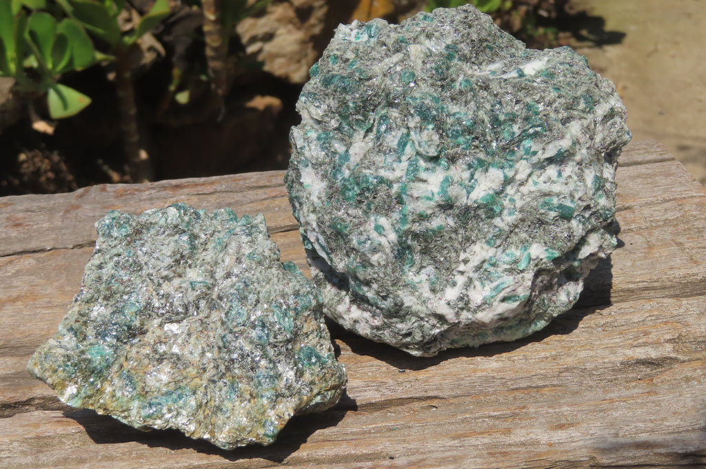 Natural Rare Emerald Mica In Matrix Cobbed Specimens x 2 From Mutoko, Zimbabwe - Toprock Gemstones and Minerals 