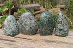 Polished Rare Emerald Mica In Matrix Standing Free Forms x 4 From Mutoko, Zimbabwe - Toprock Gemstones and Minerals 