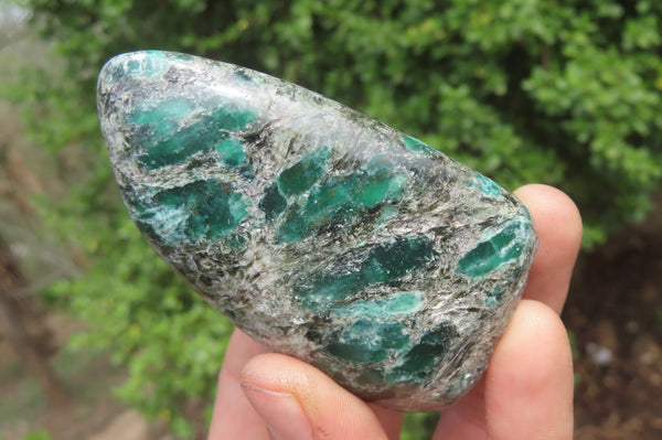 Polished Rare Emerald Mica In Matrix Standing Free Forms x 4 From Mutoko, Zimbabwe - Toprock Gemstones and Minerals 
