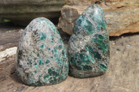 Polished Rare Emerald Mica In Matrix Standing Free Forms x 4 From Mutoko, Zimbabwe - Toprock Gemstones and Minerals 