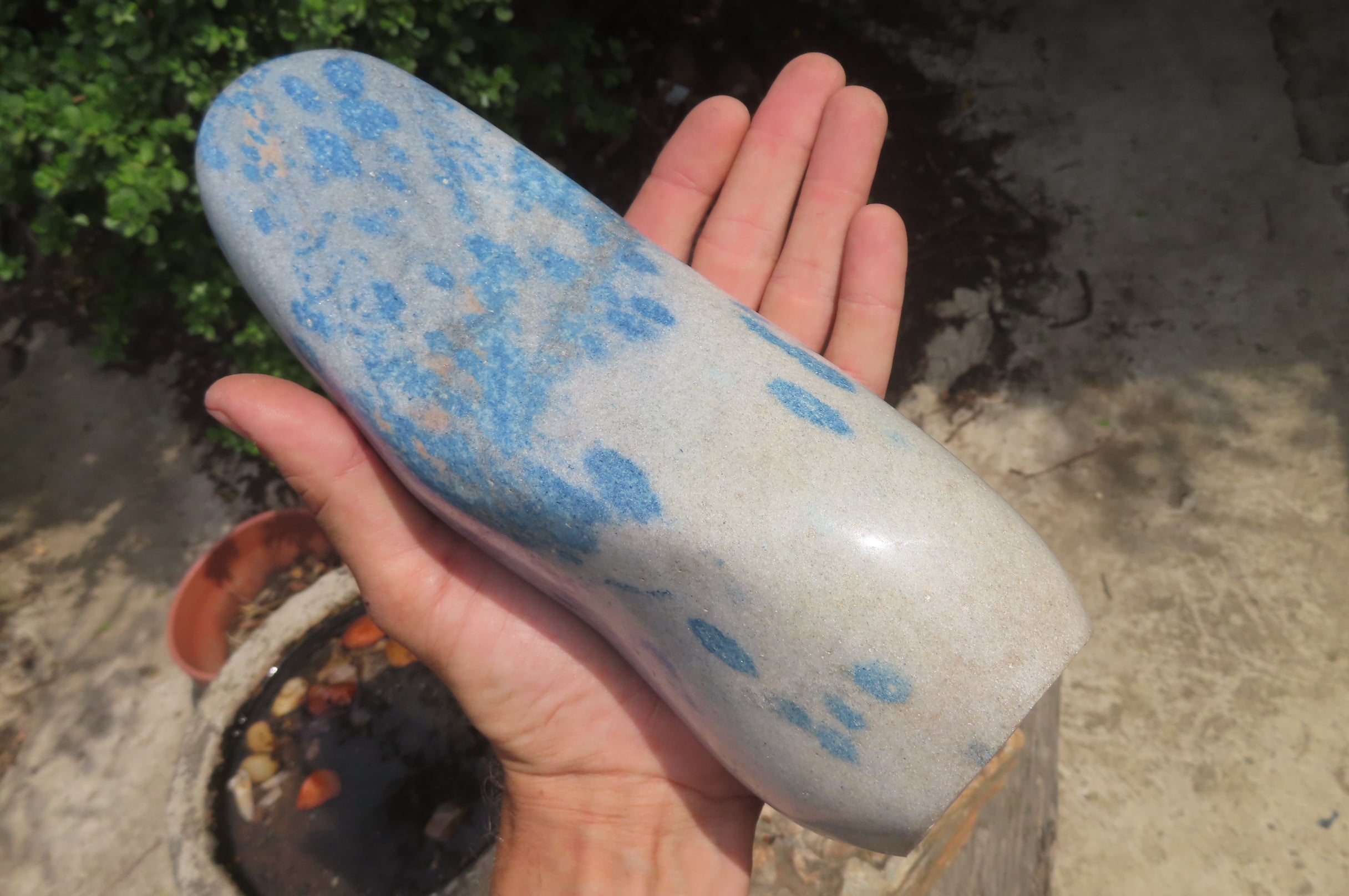 Polished Blue Spinel Spotted Quartz Standing Free Form x 1 From Madagascar - Toprock Gemstones and Minerals 