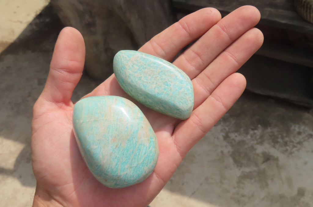 Polished Amazonite Free Forms x 20 From Zimbabwe - Toprock Gemstones and Minerals 