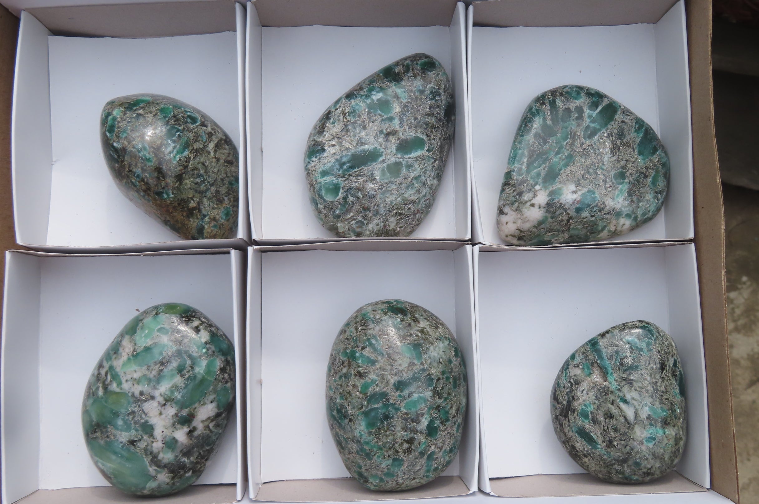 Polished Rare Emerald Mica In Matrix Free Forms x 6 From Mutoko, Zimbabwe - Toprock Gemstones and Minerals 