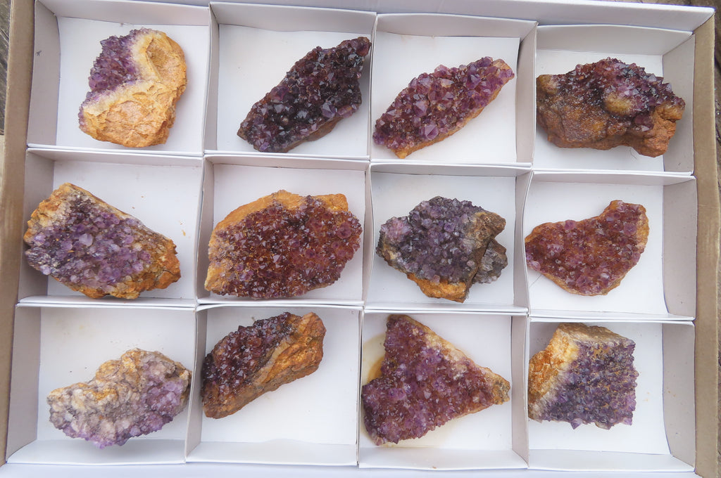 Natural Amethystos Amethyst Plates x 12 From Kwaggafontein, South Africa - Toprock Gemstones and Minerals 
