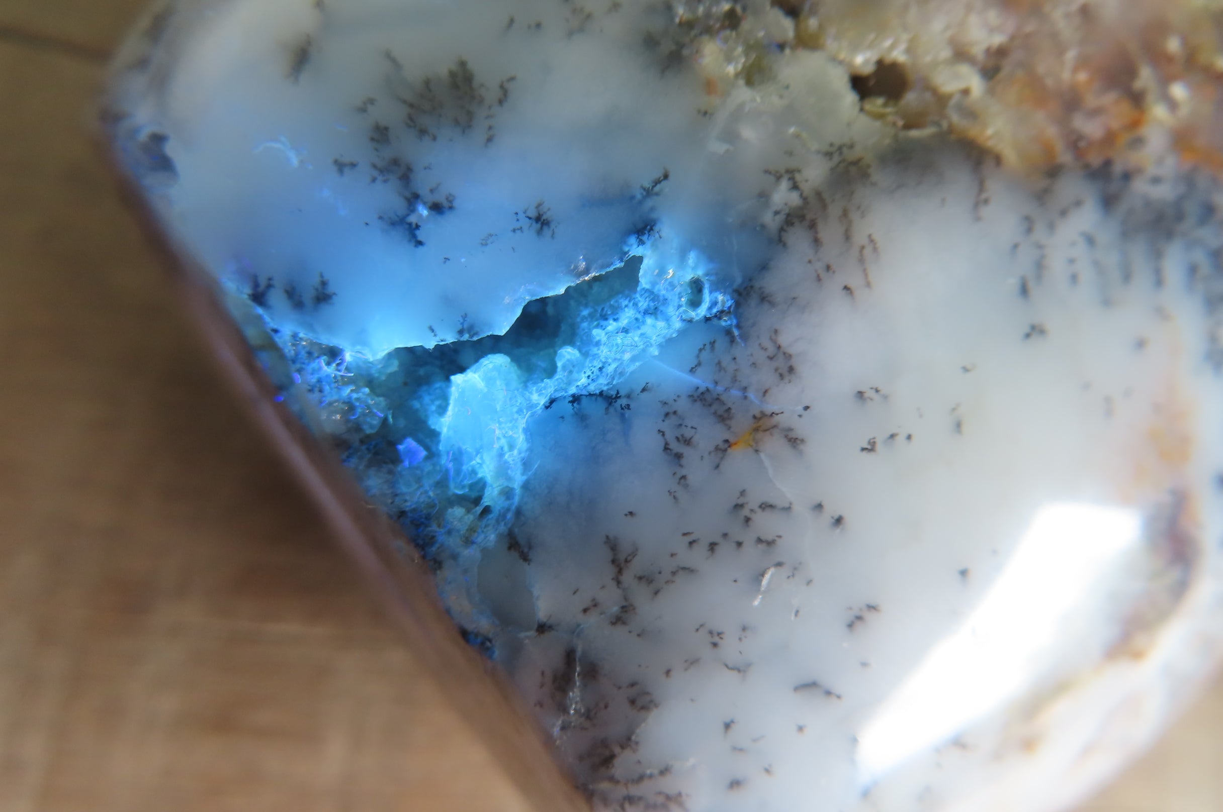 Polished Dendritic Opal Standing Free Forms x 3 From Moralambo, Madagascar - Toprock Gemstones and Minerals 