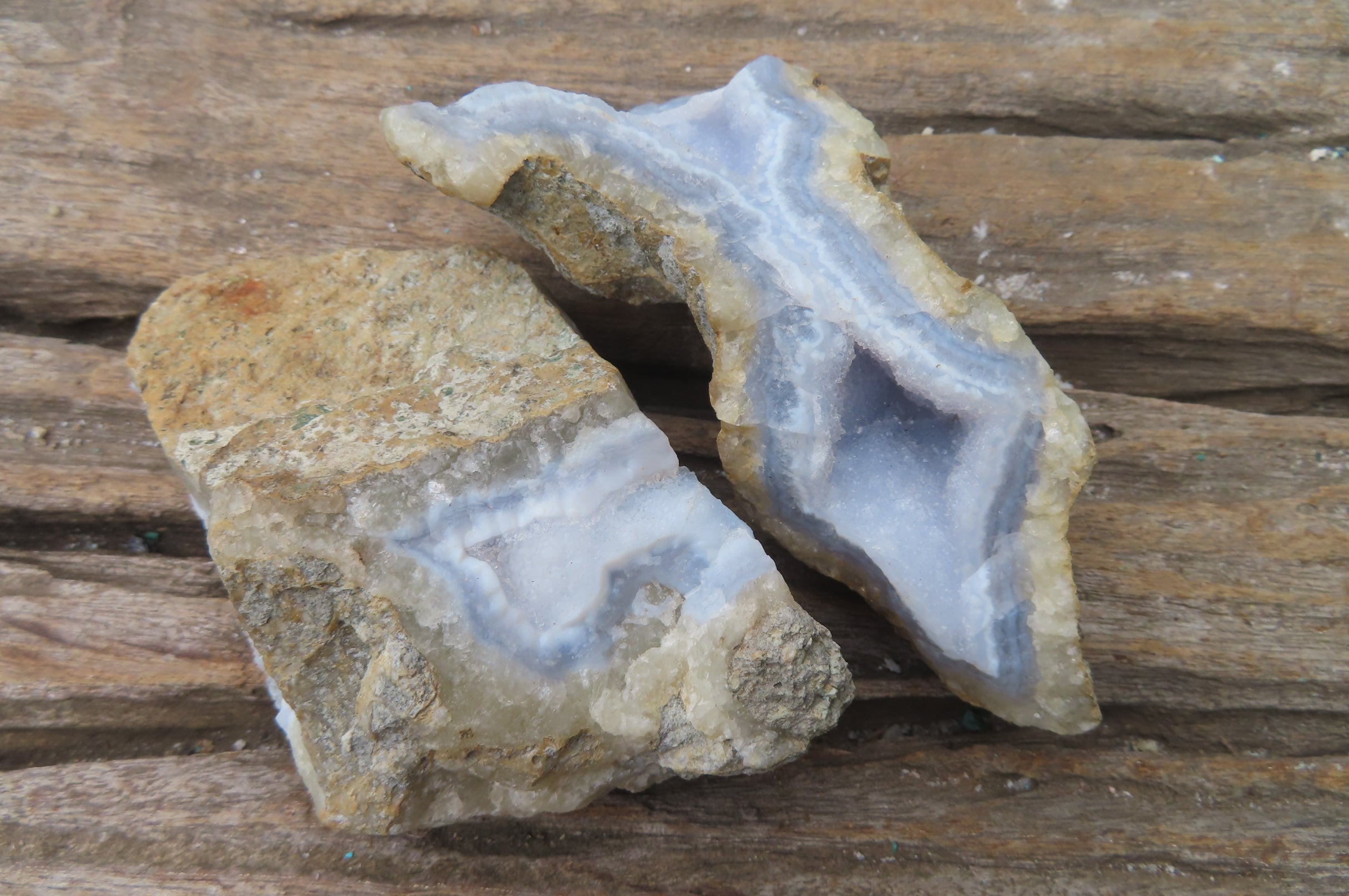 Natural Blue Lace Agate Geode Specimens x 12 From Malawi - Toprock Gemstones and Minerals 