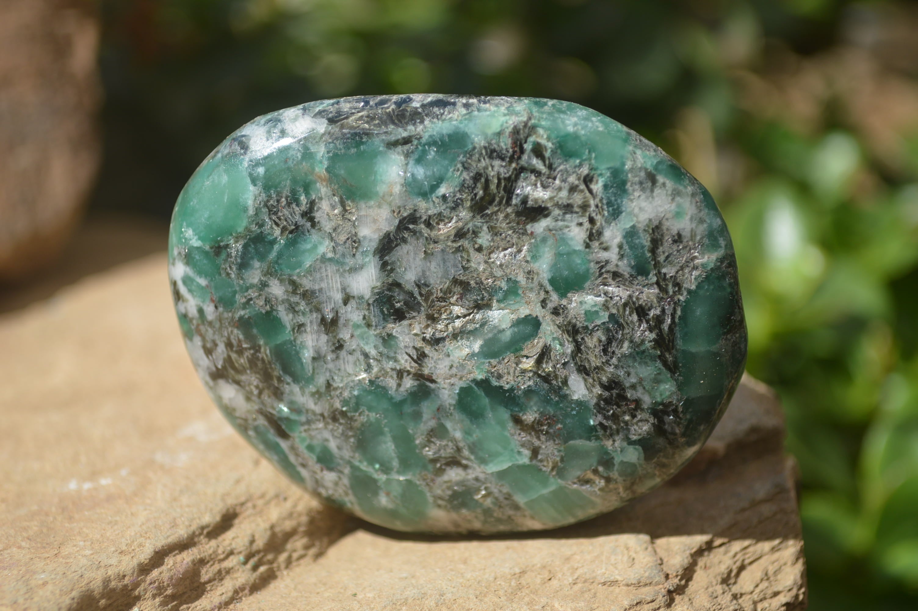 Polished Rare Emerald Mica In Matrix Free Forms x 6 From Mutoko, Zimbabwe - Toprock Gemstones and Minerals 