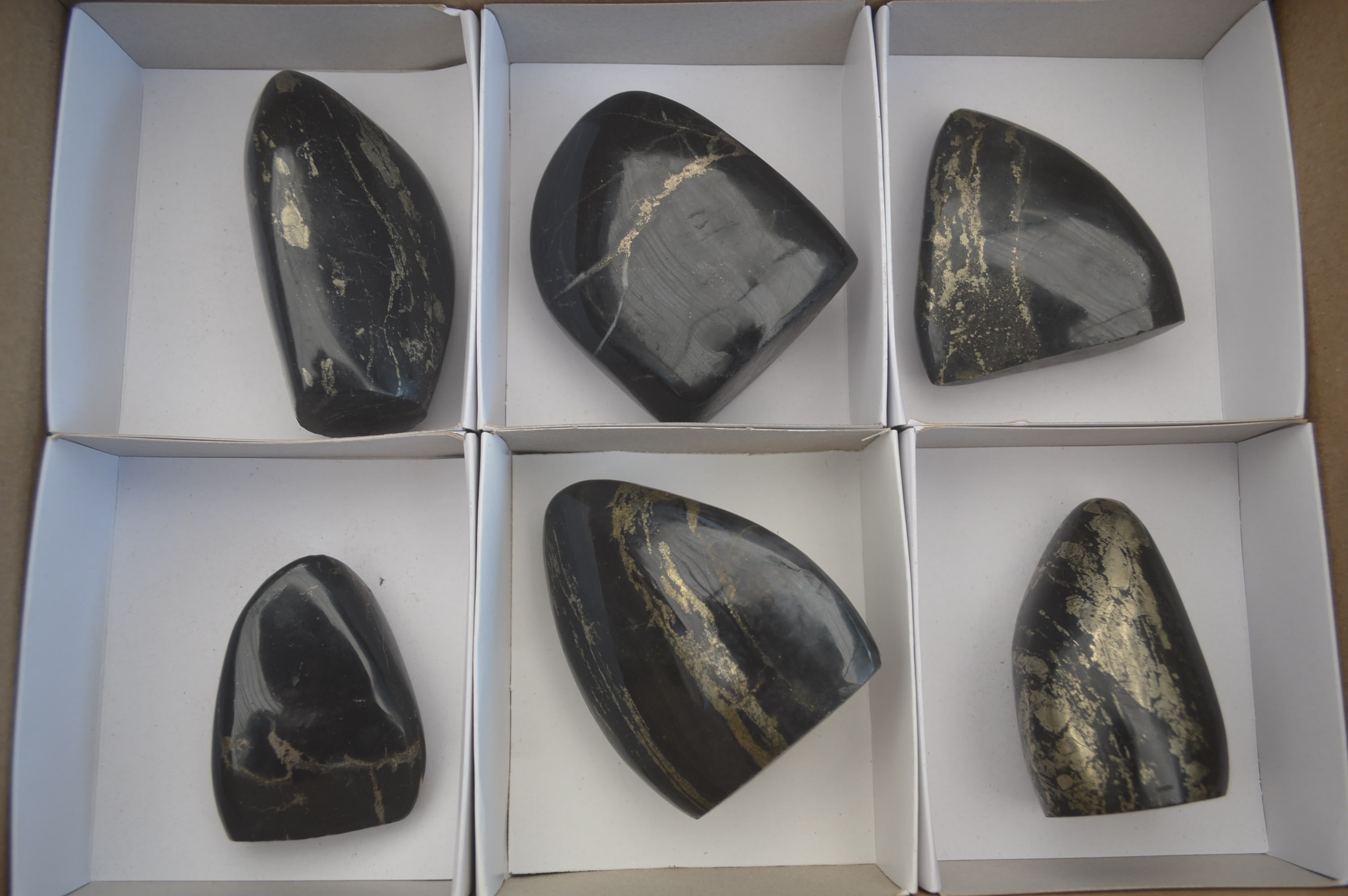 Polished Rare Pharaoh Stone Pyrite in Basalt Standing Free Forms x 6 Iron Duke Mine, Zimbabwe - Toprock Gemstones and Minerals 