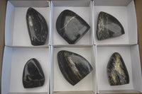 Polished Rare Pharaoh Stone Pyrite in Basalt Standing Free Forms x 6 Iron Duke Mine, Zimbabwe - Toprock Gemstones and Minerals 