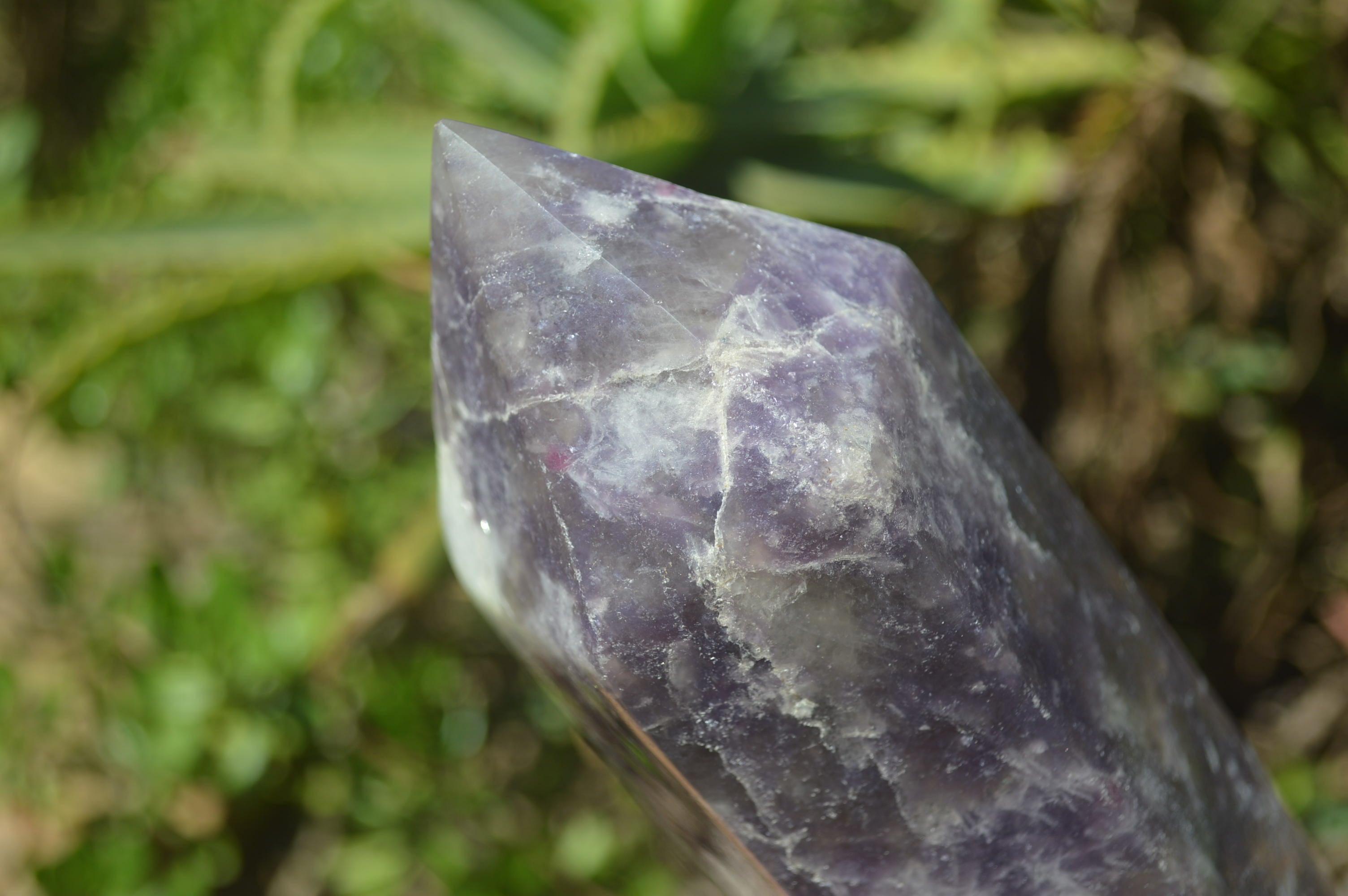 Polished Lepidolite with Pink Rubellite Point-Prisms x 2 From Ambatondrazaka, Madagascar - Toprock Gemstones and Minerals 