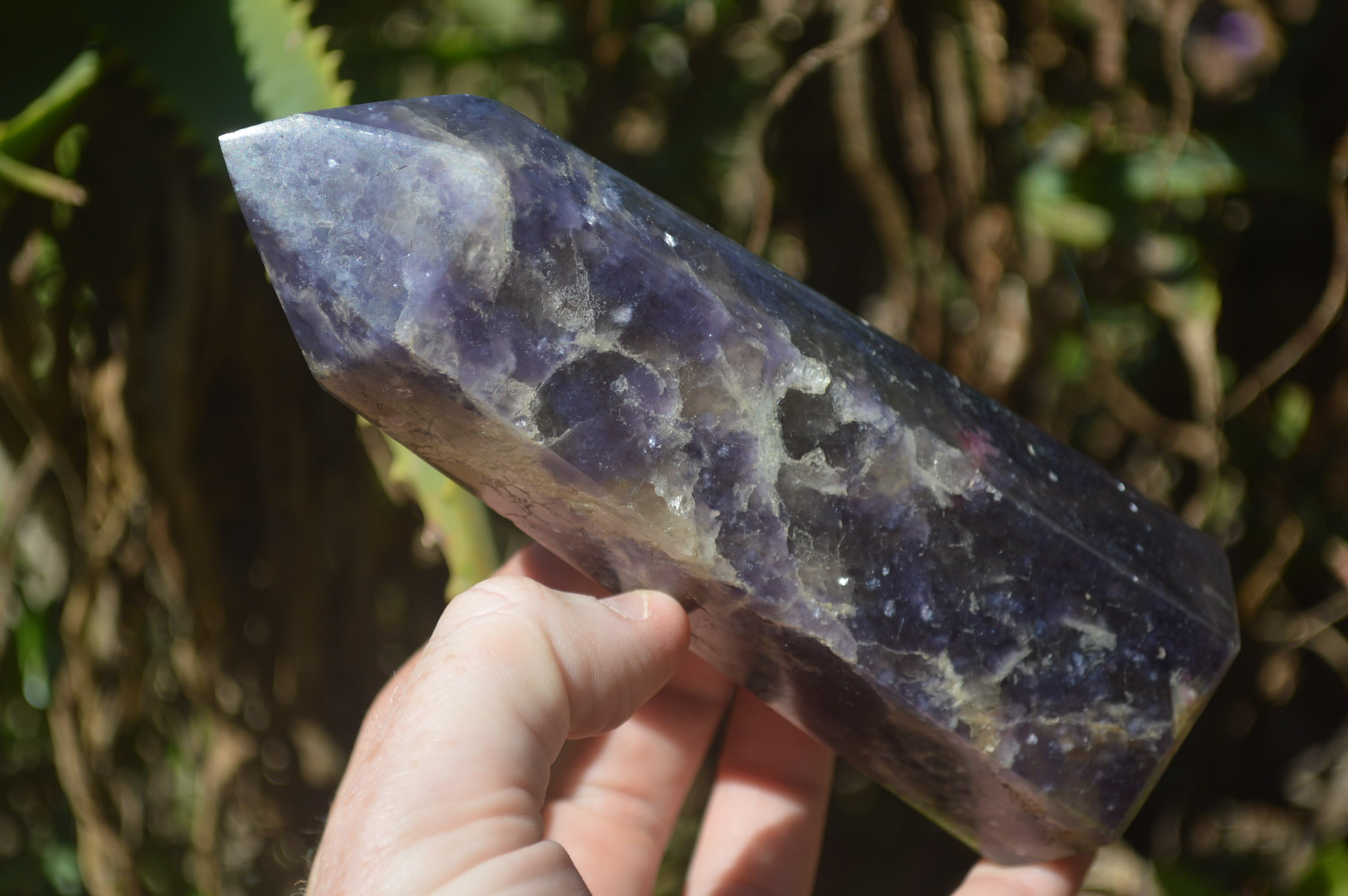 Polished Lepidolite with Pink Rubellite Point-Prisms x 2 From Ambatondrazaka, Madagascar - Toprock Gemstones and Minerals 