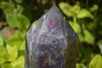 Polished Lepidolite with Pink Rubellite Point-Prisms x 2 From Ambatondrazaka, Madagascar - Toprock Gemstones and Minerals 