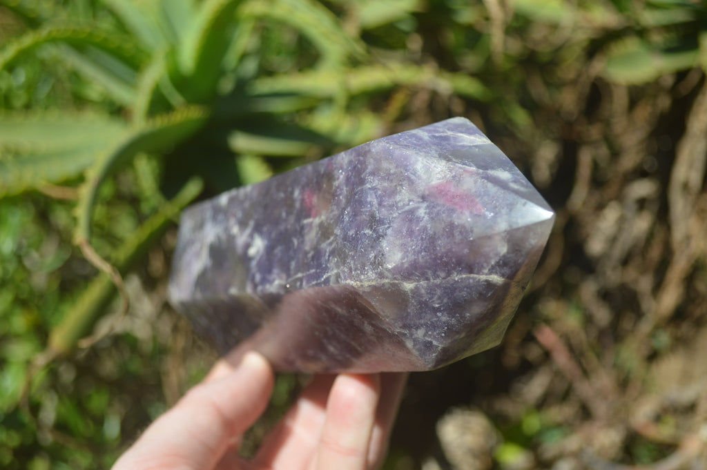 Polished Lepidolite with Pink Rubellite Point-Prisms x 2 From Ambatondrazaka, Madagascar - Toprock Gemstones and Minerals 