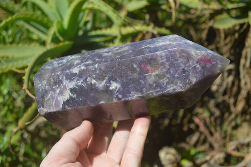 Polished Lepidolite with Pink Rubellite Point-Prisms x 2 From Ambatondrazaka, Madagascar - Toprock Gemstones and Minerals 
