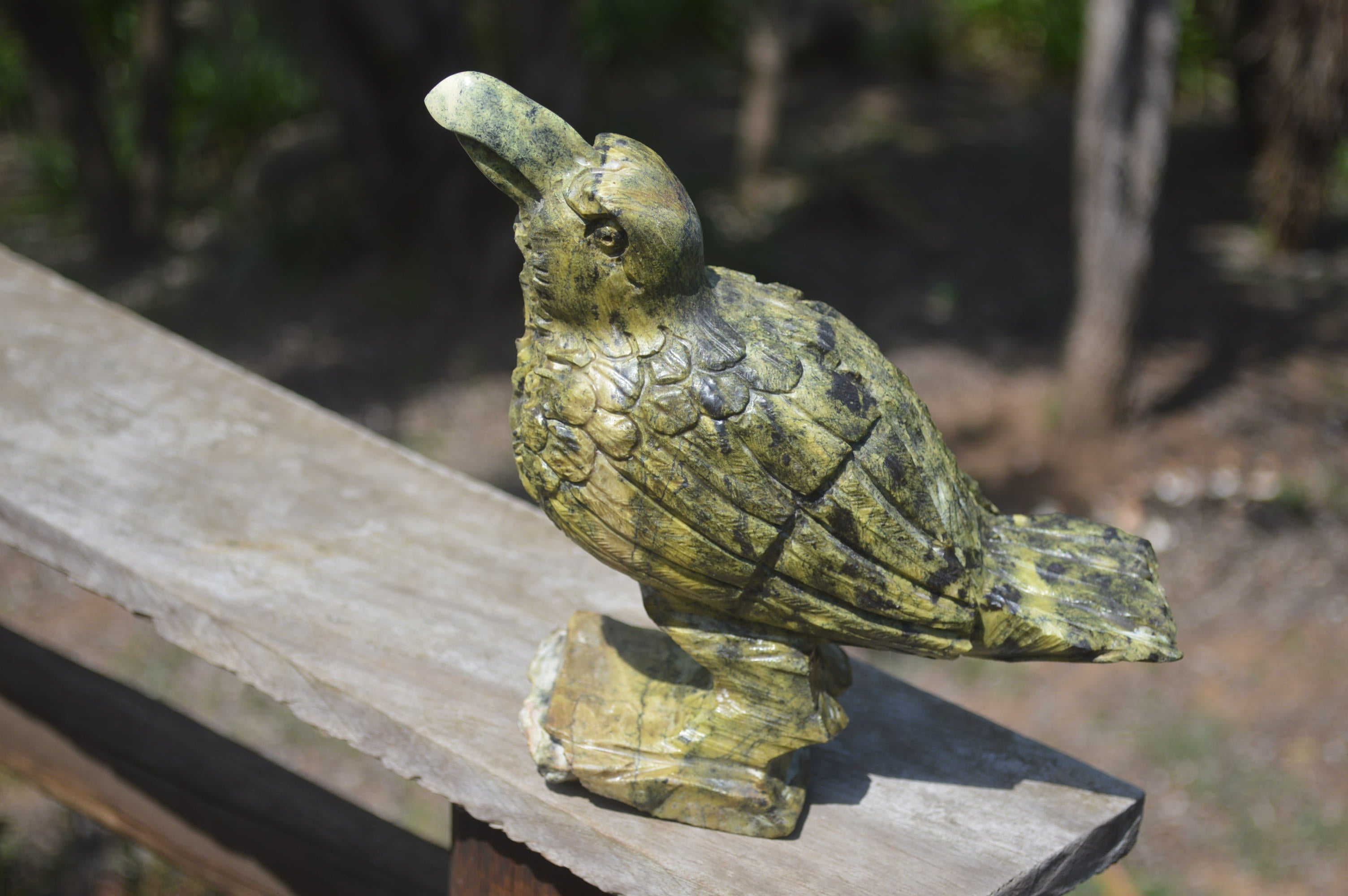 Polished Leopard Stone Raven Carving x 1 from Zimbabwe - Toprock Gemstones and Minerals 
