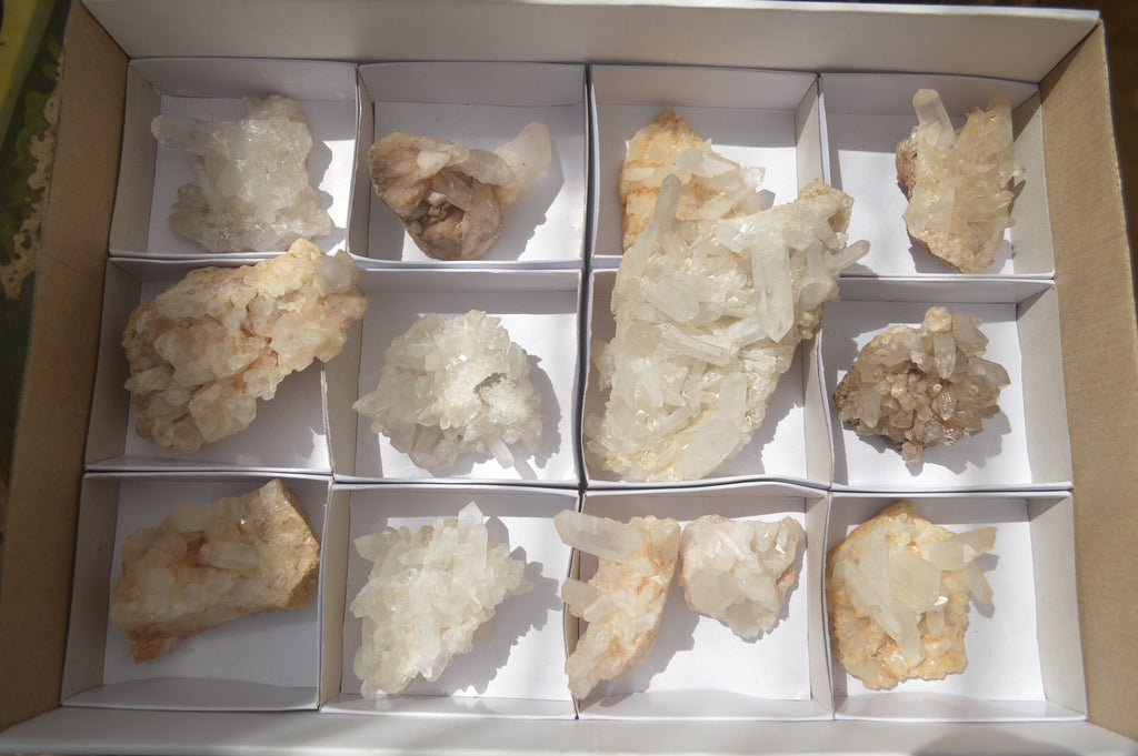Natural Small Quartz Clusters x 13 from Madagascar - Toprock Gemstones and Minerals 