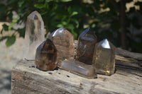 Polished Smokey Quartz Crystal Poiny-Prisms x 6 From Madagascar - Toprock Gemstones and Minerals 