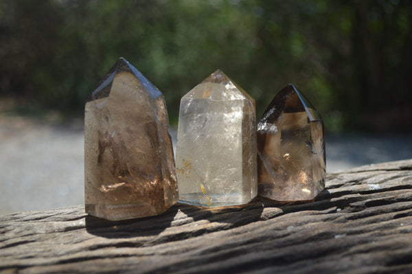 Polished Smokey Quartz Crystal Poiny-Prisms x 6 From Madagascar - Toprock Gemstones and Minerals 