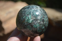 Polished Rare Emerald Mica In Matrix Spheres x 2 From Mutoko, Zimbabwe - Toprock Gemstones and Minerals 