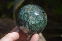 Polished Rare Emerald Mica In Matrix Spheres x 2 From Mutoko, Zimbabwe - Toprock Gemstones and Minerals 
