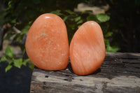 Polished Orange Twist Calcite Standing Free Forms x 2 From Maevantanana, Madagascar - Toprock Gemstones and Minerals 