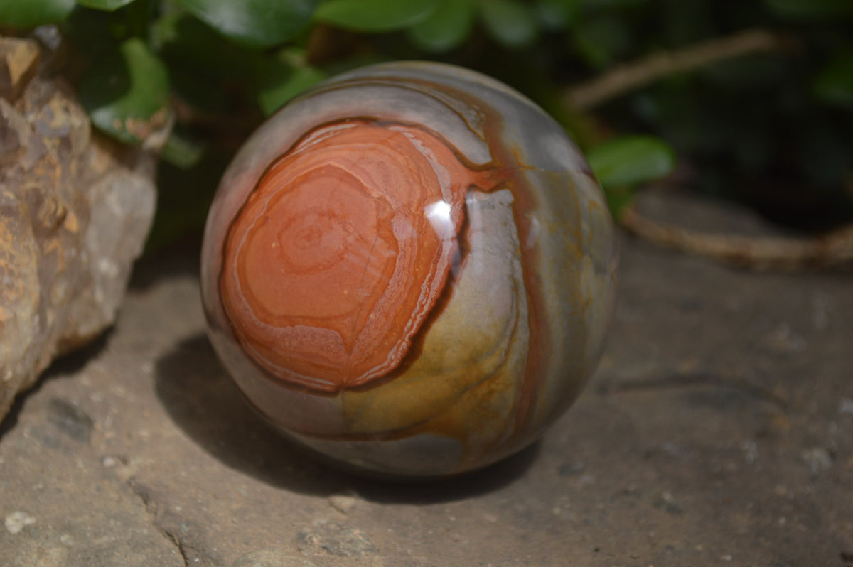 Polished Polychrome Jasper Spheres with Wooden Stands x 4 From Mahajanga, Madagascar - Toprock Gemstones and Minerals 