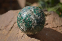 Polished Emerald Mica In Matrix Spheres x 2 From Mutoko, Zimbabwe - Toprock Gemstones and Minerals 