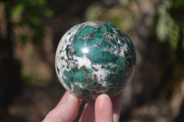 Polished Emerald Mica In Matrix Spheres x 2 From Mutoko, Zimbabwe - Toprock Gemstones and Minerals 