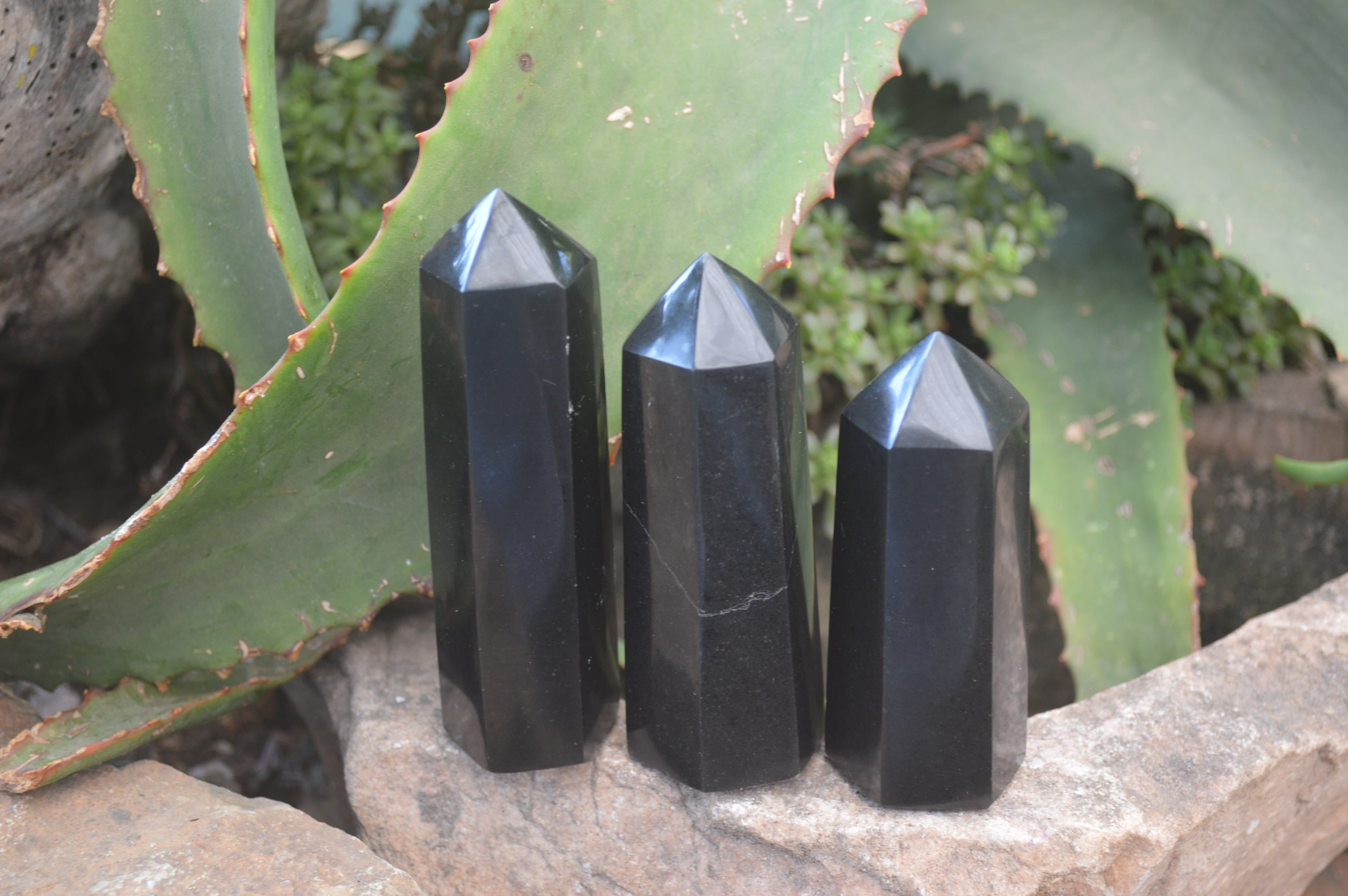 Polished Black Basalt Points x 12 From Madagascar - Toprock Gemstones and Minerals 