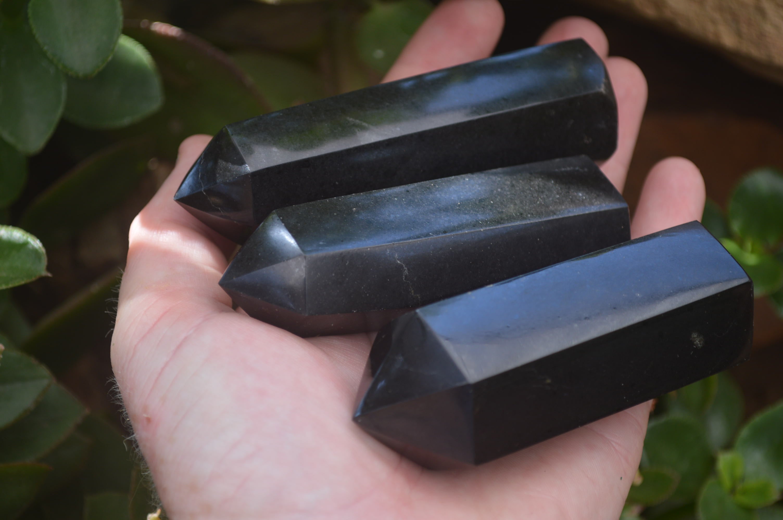 Polished Black Basalt Points x 12 From Madagascar - Toprock Gemstones and Minerals 