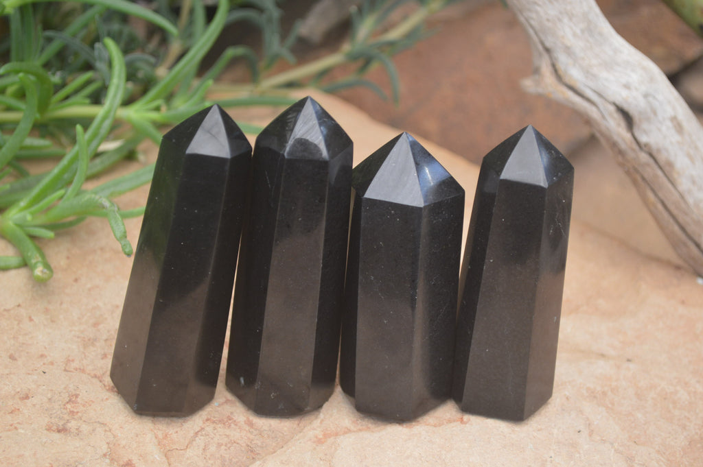 Polished Black Basalt Points x 12 From Madagascar - Toprock Gemstones and Minerals 