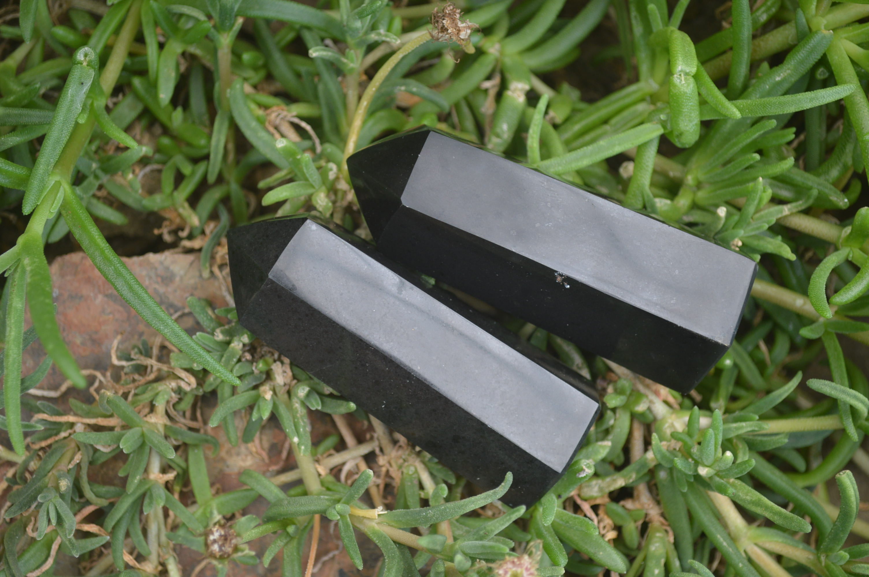 Polished Black Basalt Points x 12 From Madagascar - Toprock Gemstones and Minerals 