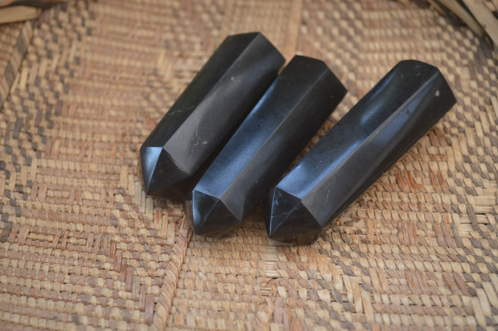 Polished Black Basalt Points x 12 From Madagascar - Toprock Gemstones and Minerals 