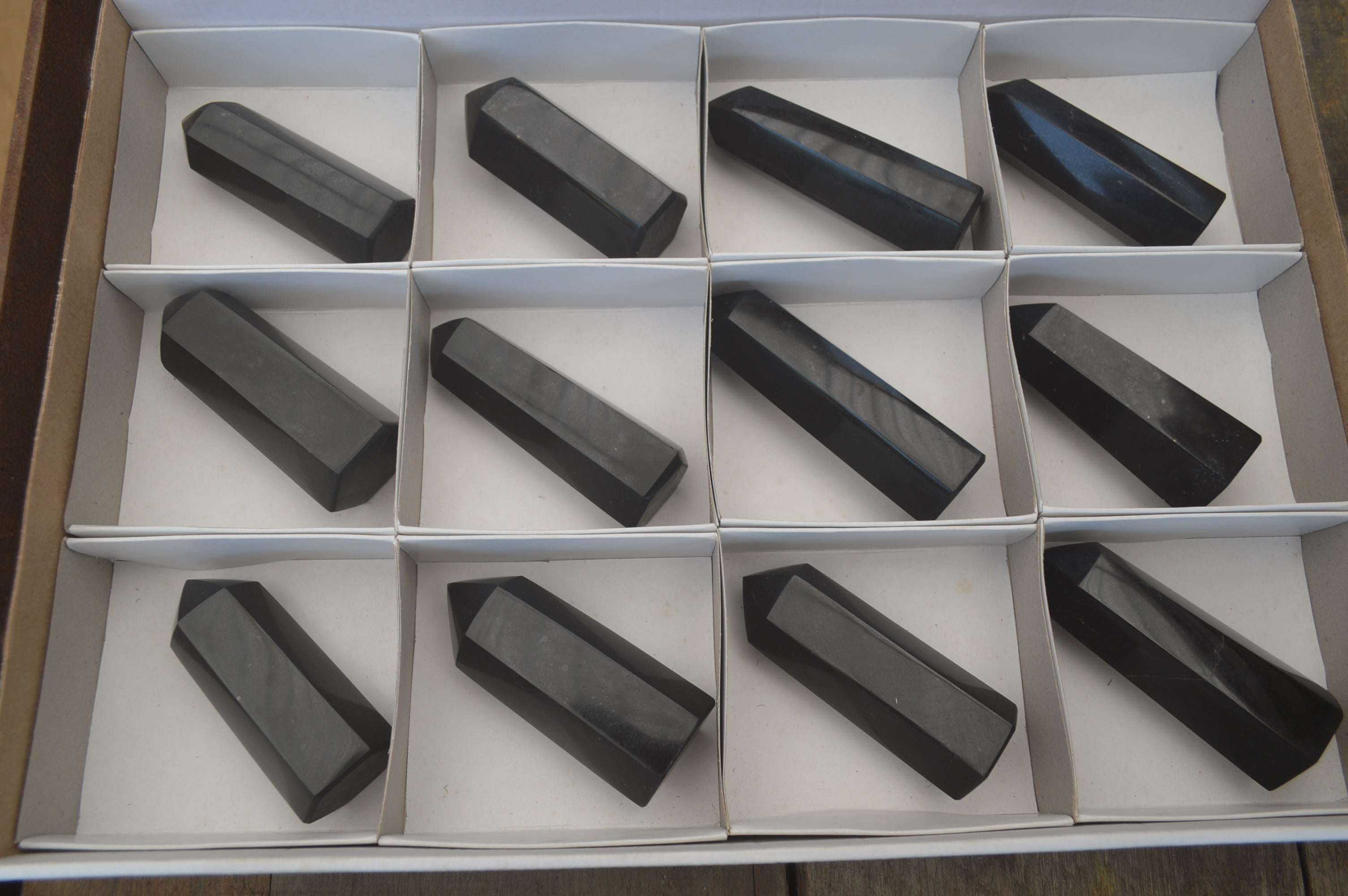 Polished Black Basalt Points x 12 From Madagascar - Toprock Gemstones and Minerals 