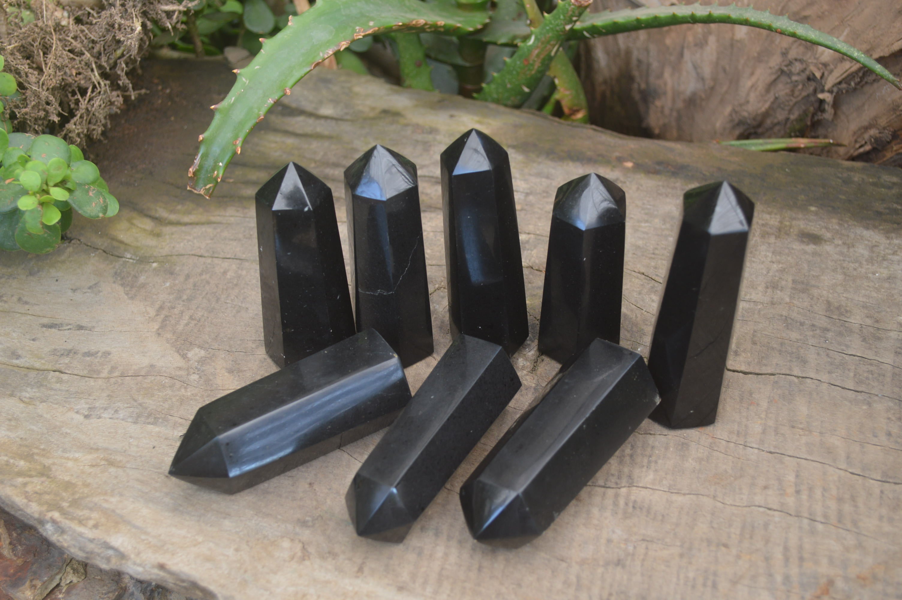 Polished Black Basalt Points x 12 From Madagascar - Toprock Gemstones and Minerals 
